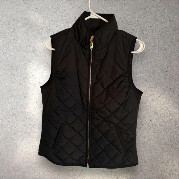 Old Navy Black Diamond Quilted Puffer Vest Women Small Architectural Minimalist - Picture 2 of 10